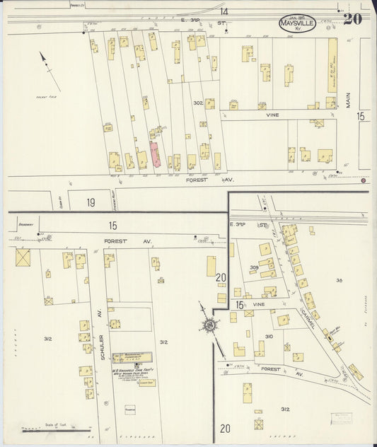 Sanborn Fire Insurance Map from Maysville, Mason County, Kentucky (1914), Sheet #0020 - Historic Sanborn Fire Insurance Map Print, vintage old map wall art, antique decor, genealogy gift, Kentucky Kentucky map