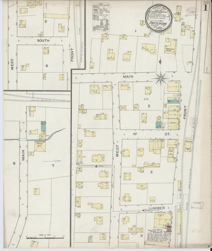 Sanborn Fire Insurance Map from Patterson, Putnam County, New York (1893), Sheet #0001 - Complete Map Set gallery image, historic Sanborn map, vintage wall art, New York New York