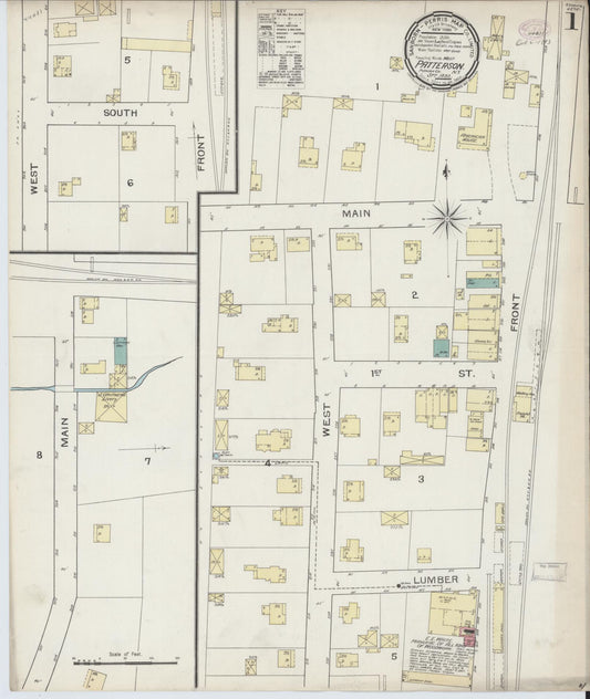 Sanborn Fire Insurance Map from Patterson, Putnam County, New York (1893), Sheet #0001 - Complete Map Set gallery image, historic Sanborn map, vintage wall art, New York New York
