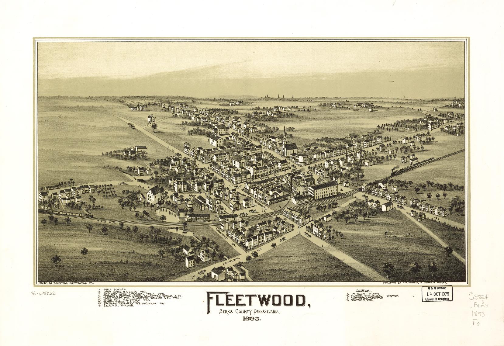 Fleetwood, Berks County, Pennsylvania. (1893) – Historic Bird’s-Eye View Panorama Print