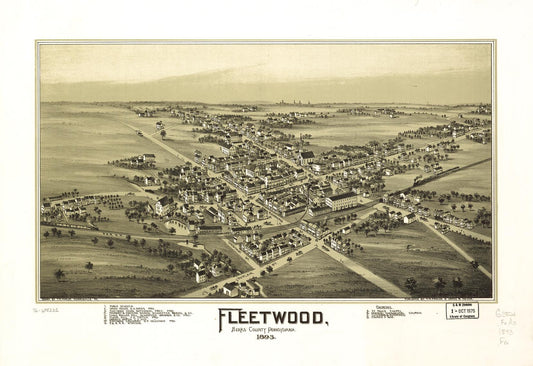 Fleetwood, Berks County, Pennsylvania. (1893) – Historic Bird’s-Eye View Panorama Print