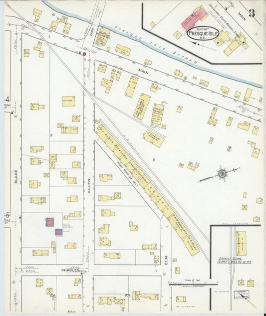 Sanborn Fire Insurance Map from Presque Isle, Aroostook County, Maine (1917), Sheet #0003 - Historic Sanborn Fire Insurance Map Print, vintage old map wall art, antique decor, genealogy gift, Maine Maine map