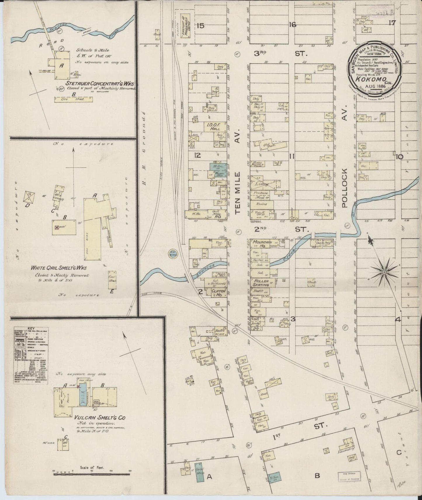 Sanborn Fire Insurance Map from Kokomo, Summit County, Colorado (1886), Sheet #0001 - Historic Sanborn Fire Insurance Map Print, vintage old map wall art, antique decor, genealogy gift, Colorado Colorado map