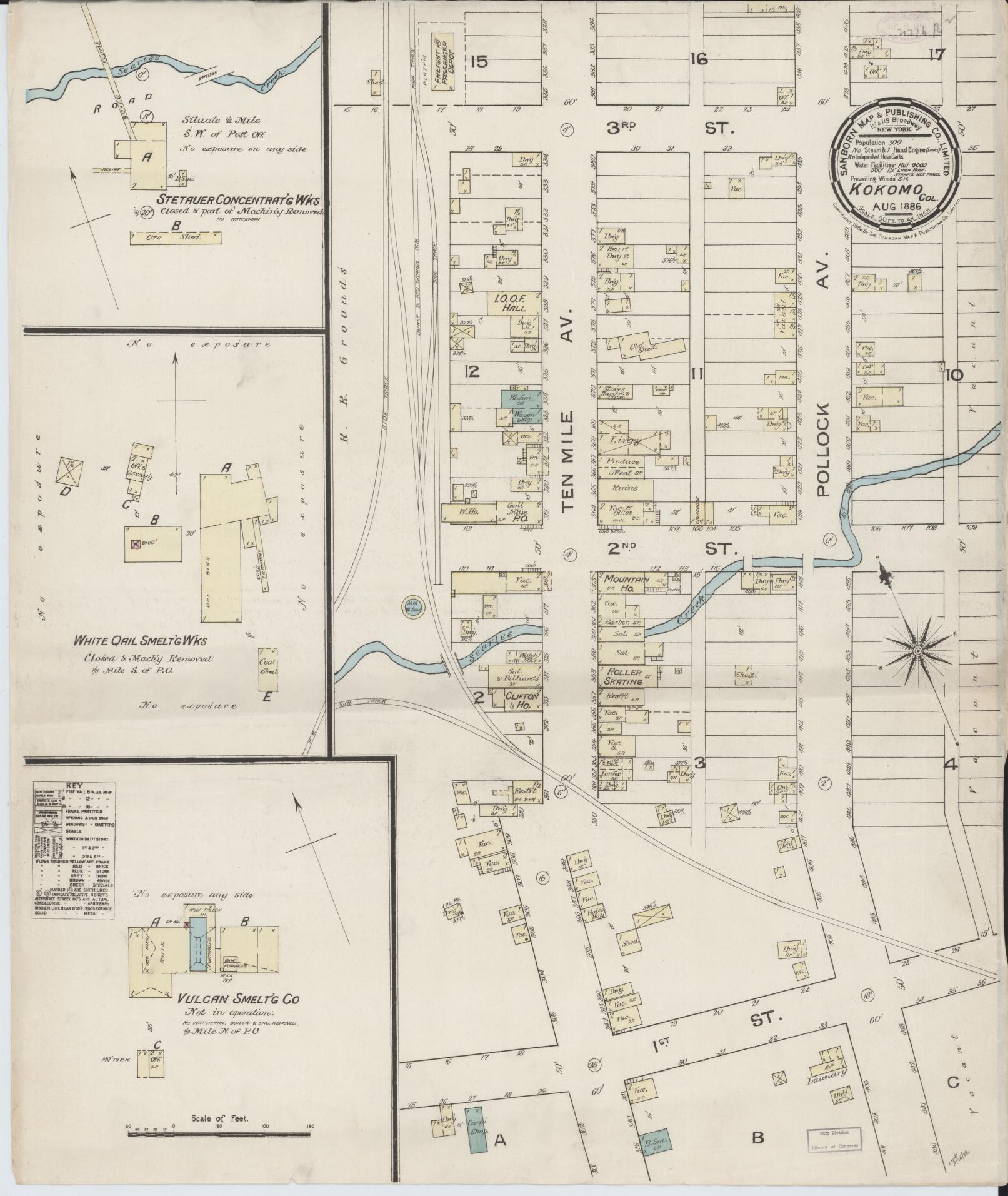 Sanborn Fire Insurance Map from Kokomo, Summit County, Colorado (1886), Sheet #0001 - Historic Sanborn Fire Insurance Map Print, vintage old map wall art, antique decor, genealogy gift, Colorado Colorado map