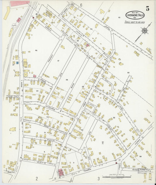 Sanborn Fire Insurance Map from Livermore Falls, Androscoggin County, Maine (1917), Sheet #0005 - Historic Sanborn Fire Insurance Map Print, vintage old map wall art, antique decor, genealogy gift, Maine Maine map