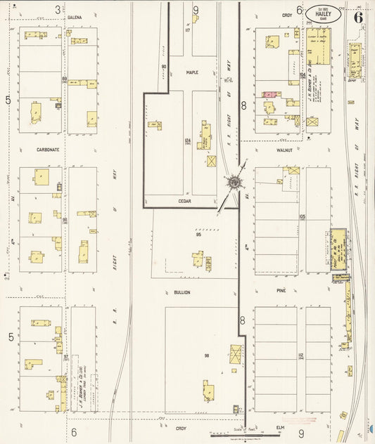 Sanborn Fire Insurance Map from Hailey, Blaine County, Idaho (1920), Sheet #0006 - Historic Sanborn Fire Insurance Map Print, vintage old map wall art, antique decor, genealogy gift, Idaho Idaho map