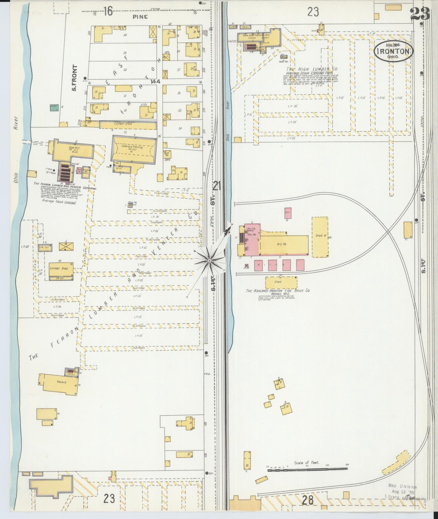 Sanborn Fire Insurance Map from Ironton, Lawrence County, Ohio (1904), Sheet #0023 - Historic Sanborn Fire Insurance Map Print, vintage old map wall art, antique decor, genealogy gift, Ohio Ohio map
