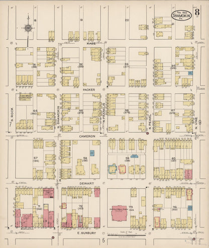 Sanborn Fire Insurance Map from Shamokin, Northumberland County, Pennsylvania (1922), Sheet #0008 - Complete Map Set gallery image, historic Sanborn map, vintage wall art, Pennsylvania Pennsylvania