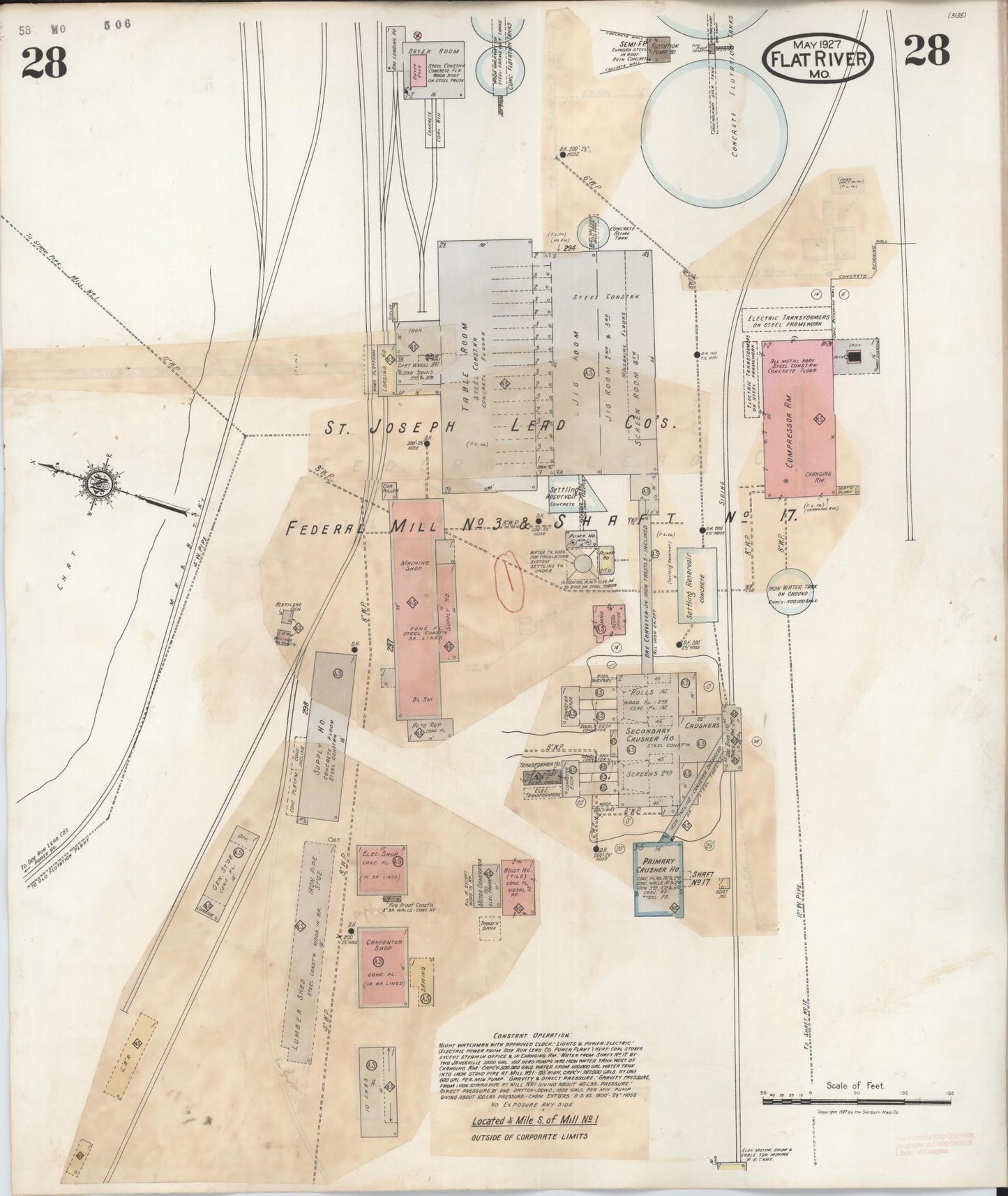Sanborn Fire Insurance Map from Flat River, Saint Francois County, Missouri (1938), Sheet #0028 - Historic Sanborn Fire Insurance Map Print, vintage old map wall art, antique decor, genealogy gift, Missouri Missouri map