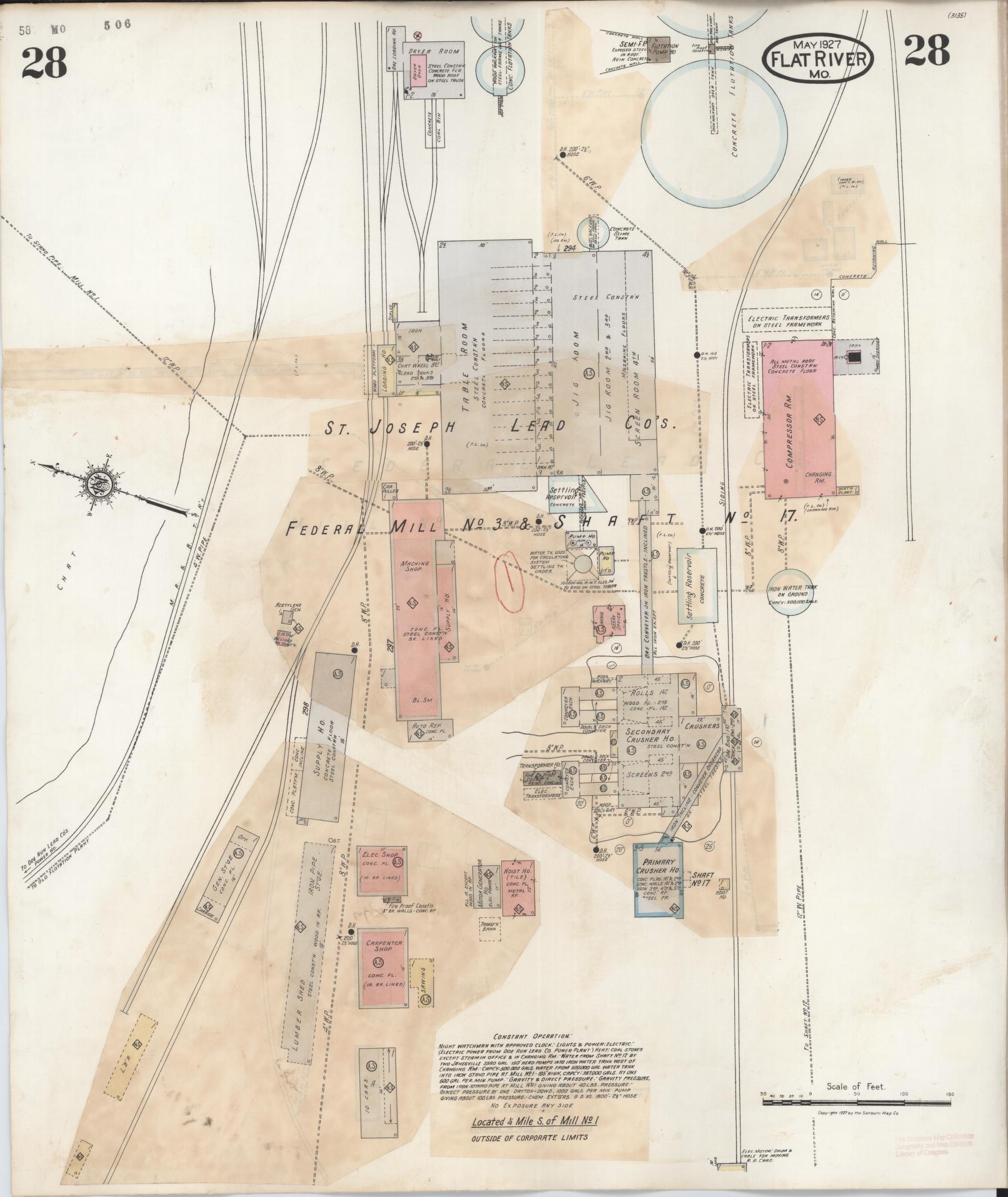 Sanborn Fire Insurance Map from Flat River, Saint Francois County, Missouri (1938), Sheet #0028 - Historic Sanborn Fire Insurance Map Print, vintage old map wall art, antique decor, genealogy gift, Missouri Missouri map
