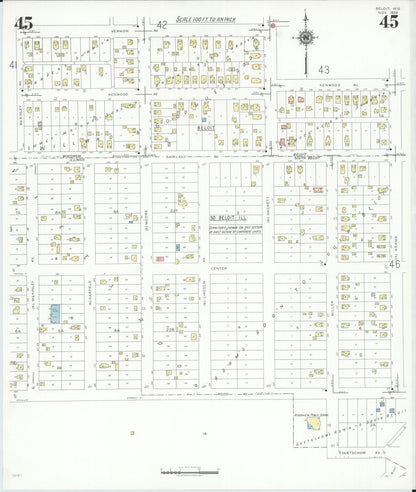 Sanborn Fire Insurance Map from Beloit, Rock County, Wisconsin (1939), Sheet #0045 - Complete Map Set gallery image, historic Sanborn map, vintage wall art, Wisconsin Wisconsin