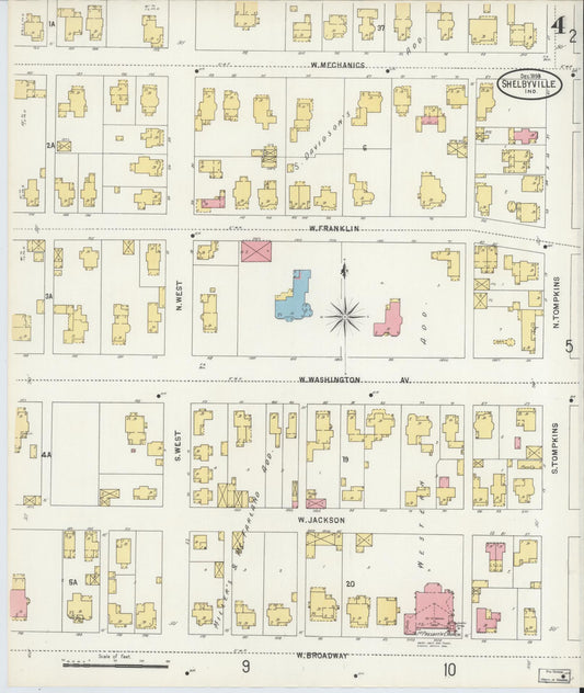 Sanborn Fire Insurance Map from Shelbyville, Shelby County, Indiana (1898), Sheet #0004 - Historic Sanborn Fire Insurance Map Print, vintage old map wall art, antique decor, genealogy gift, Indiana Indiana map