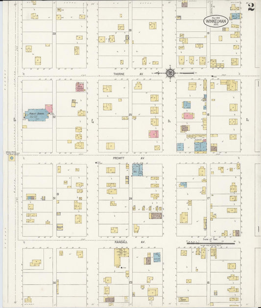 Sanborn Fire Insurance Map from Winkelman, Gila County, Arizona (1919), Sheet #0002 - Historic Sanborn Fire Insurance Map Print, vintage old map wall art, antique decor, genealogy gift, Arizona Arizona map