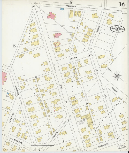 Sanborn Fire Insurance Map from Huntington, Huntington County, Indiana (1904), Sheet #0016 - Historic Sanborn Fire Insurance Map Print, vintage old map wall art, antique decor, genealogy gift, Indiana Indiana map