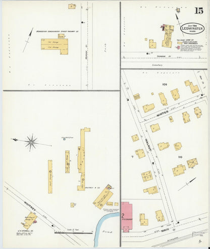 Sanborn Fire Insurance Map from Leominster, Worcester County, Massachusetts (1906), Sheet #0015 - Complete Map Set gallery image, historic Sanborn map, vintage wall art, Massachusetts Massachusetts
