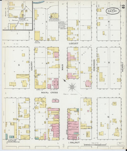 Sanborn Fire Insurance Map from Carmi, White County, Illinois (1893), Sheet #0002 - Complete Map Set gallery image, historic Sanborn map, vintage wall art, Illinois Illinois