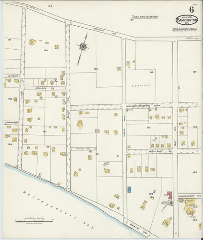 Sanborn Fire Insurance Map from Barrington, Bristol County, Rhode Island (1921), Sheet #0006 - Complete Map Set gallery image, historic Sanborn map, vintage wall art, Rhode Island Rhode Island