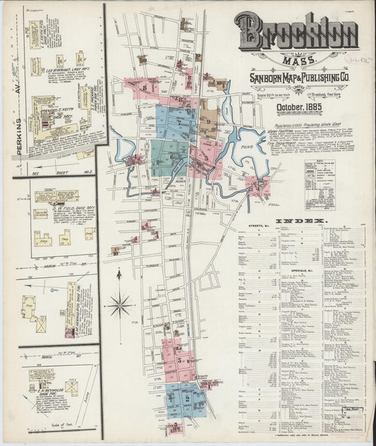 Sanborn Fire Insurance Map from Brockton, Plymouth County, Massachusetts (1885), Sheet #0001 - Complete Map Set gallery image, historic Sanborn map, vintage wall art, Massachusetts Massachusetts