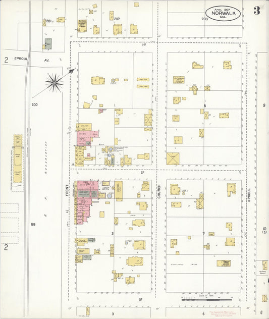 Sanborn Fire Insurance Map from Norwalk, Los Angeles County, California (1907), Sheet #0003 - Historic Sanborn Fire Insurance Map Print, vintage old map wall art, antique decor, genealogy gift, California California map