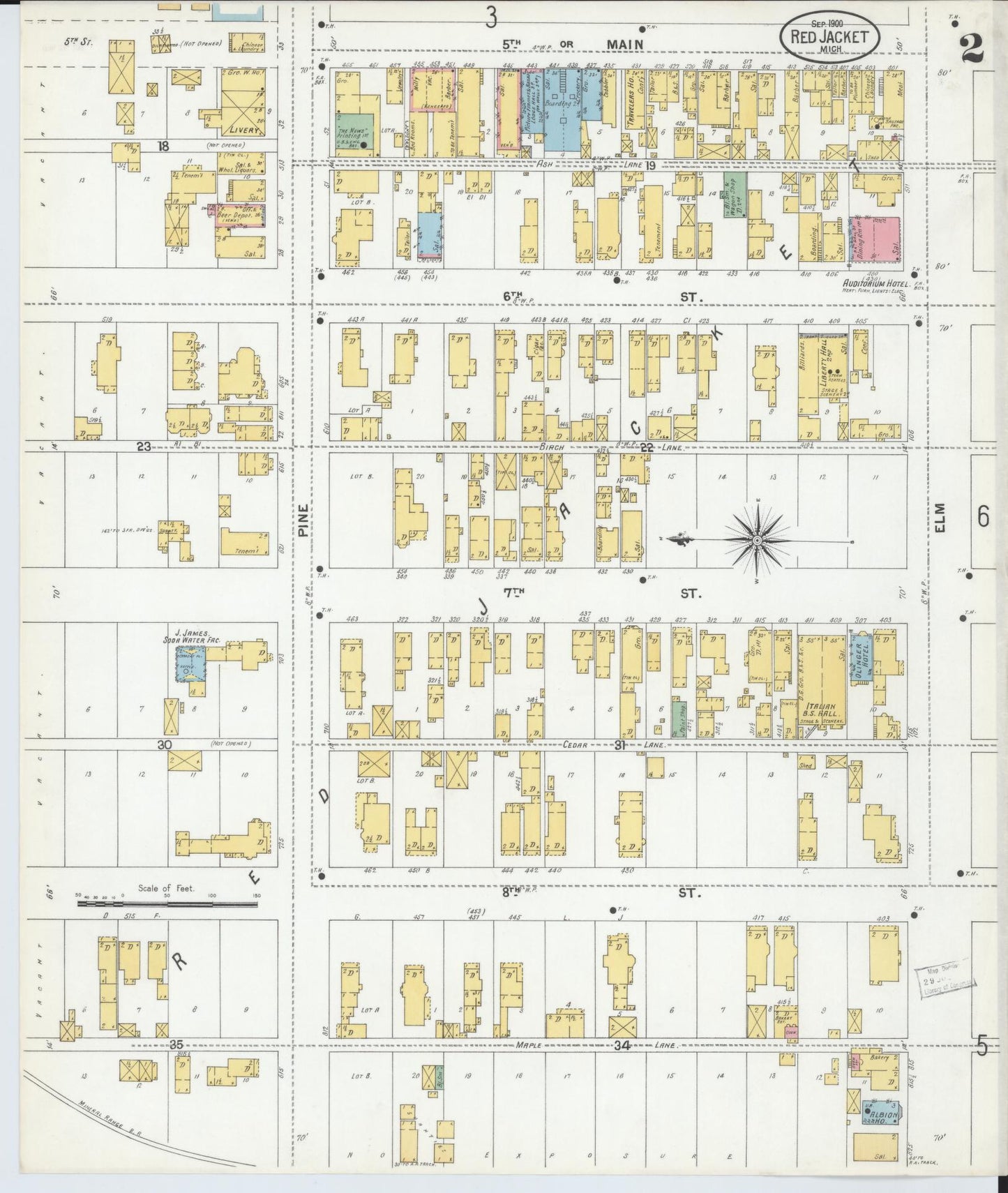 Sanborn Fire Insurance Map from Red Jacket, Houghton County, Michigan (1900), Sheet #0002 - Historic Sanborn Fire Insurance Map Print, vintage old map wall art, antique decor, genealogy gift, Michigan Michigan map
