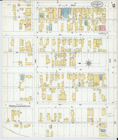 Sanborn Fire Insurance Map from Red Jacket, Houghton County, Michigan (1900), Sheet #0002 - Historic Sanborn Fire Insurance Map Print, vintage old map wall art, antique decor, genealogy gift, Michigan Michigan map