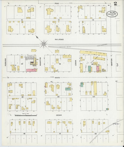 Sanborn Fire Insurance Map from Calvert, Robertson County, Texas (1906), Sheet #0002 - Complete Map Set gallery image, historic Sanborn map, vintage wall art, Texas Texas