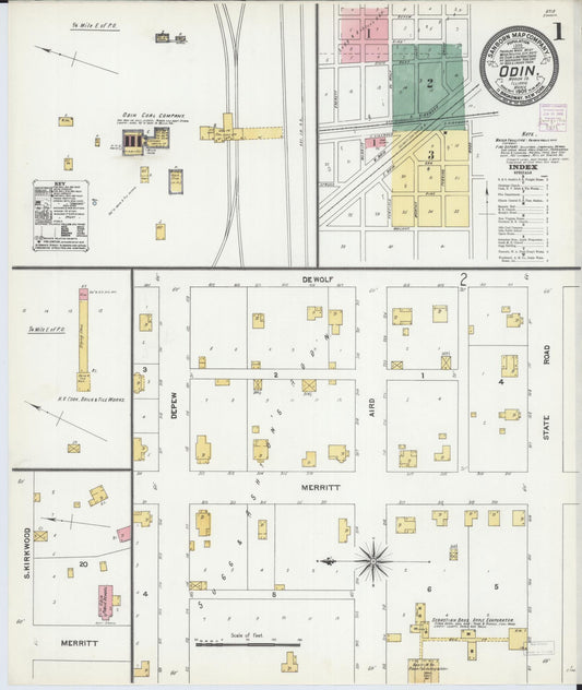 Sanborn Fire Insurance Map from Odin, Marion County, Illinois (1906), Sheet #0001 - Historic Sanborn Fire Insurance Map Print, vintage old map wall art, antique decor, genealogy gift, Illinois Illinois map