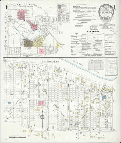 Sanborn Fire Insurance Map from Lakemore, Summit County, Ohio (1940), Sheet #0001 - Historic Sanborn Fire Insurance Map Print, vintage old map wall art, antique decor, genealogy gift, Ohio Ohio map