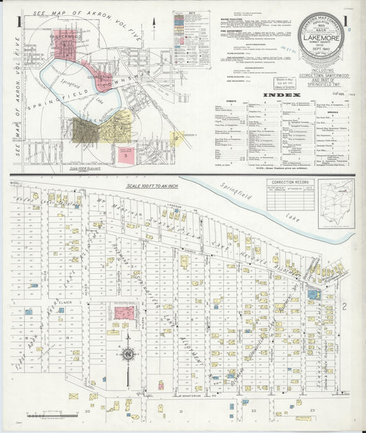 Sanborn Fire Insurance Map from Lakemore, Summit County, Ohio (1940), Sheet #0001 - Historic Sanborn Fire Insurance Map Print, vintage old map wall art, antique decor, genealogy gift, Ohio Ohio map