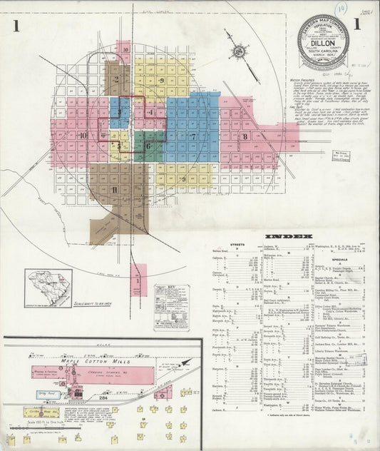 Sanborn Fire Insurance Map from Dillon, Dillon County, South Carolina. (1924) – Historic Sanborn Fire Insurance Map Print
