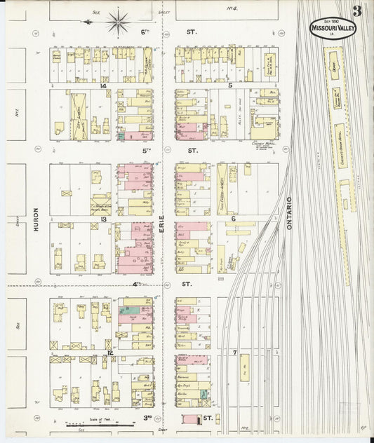 Sanborn Fire Insurance Map from Missouri Valley, Harrison County, Iowa (1890), Sheet #0003 - Historic Sanborn Fire Insurance Map Print, vintage old map wall art, antique decor, genealogy gift, Missouri Missouri map