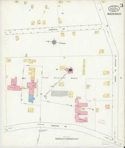 Sanborn Fire Insurance Map from Darien, Fairfield County, Connecticut (1912), Sheet #0003 - Complete Map Set gallery image, historic Sanborn map, vintage wall art, Connecticut Connecticut