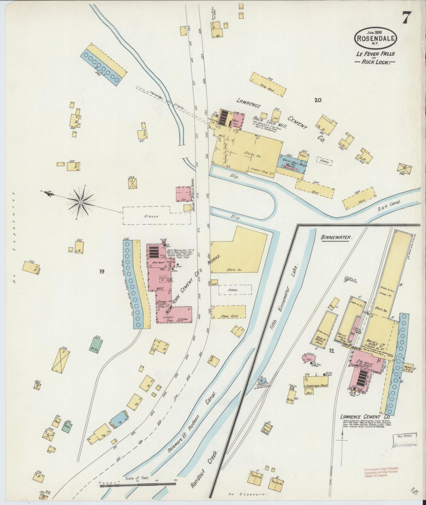 Sanborn Fire Insurance Map from Rosendale, Ulster County, New York (1898), Sheet #0007 - Historic Sanborn Fire Insurance Map Print, vintage old map wall art, antique decor, genealogy gift, New York New York map