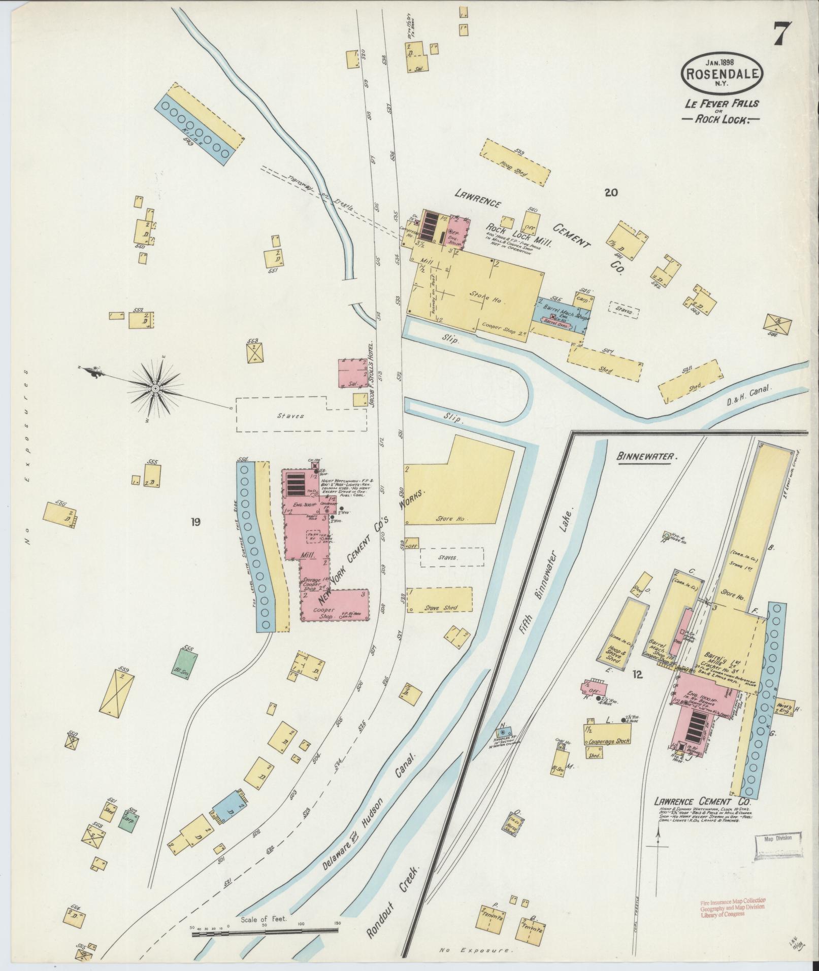 Sanborn Fire Insurance Map from Rosendale, Ulster County, New York (1898), Sheet #0007 - Historic Sanborn Fire Insurance Map Print, vintage old map wall art, antique decor, genealogy gift, New York New York map