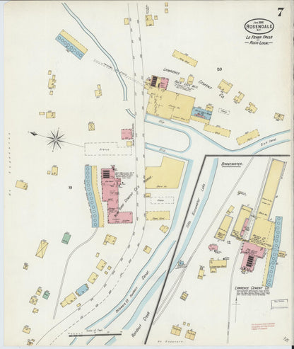 Sanborn Fire Insurance Map from Rosendale, Ulster County, New York (1898), Sheet #0007 - Historic Sanborn Fire Insurance Map Print, vintage old map wall art, antique decor, genealogy gift, New York New York map