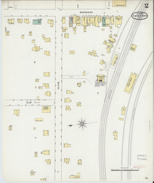 Sanborn Fire Insurance Map from Savannah, Wayne County, New York (1896), Sheet #0002 - Historic Sanborn Fire Insurance Map Print, vintage old map wall art, antique decor, genealogy gift, New York New York map