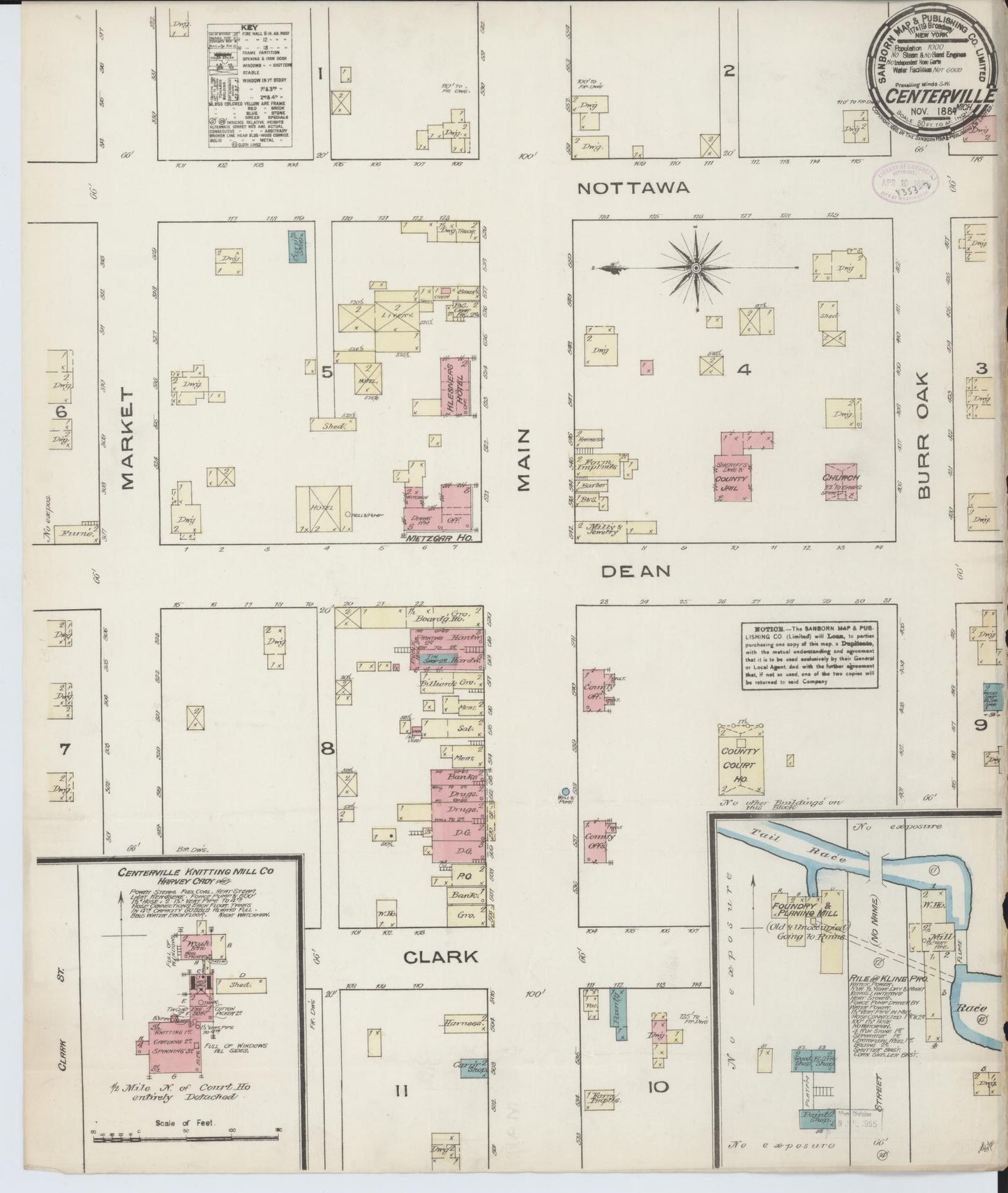 Sanborn Fire Insurance Map from Centreville, Saint Joseph County, Michigan (1884), Sheet #0001 - Historic Sanborn Fire Insurance Map Print, vintage old map wall art, antique decor, genealogy gift, Michigan Michigan map