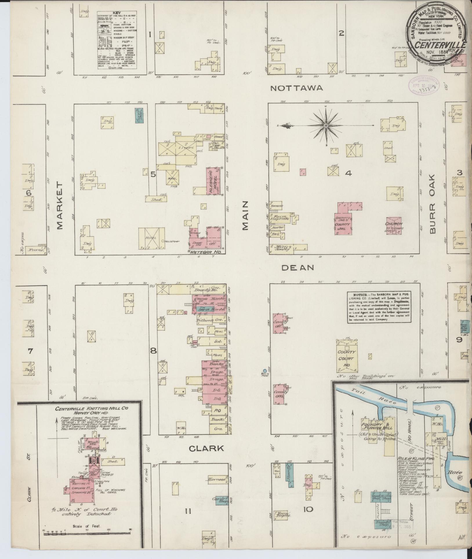Sanborn Fire Insurance Map from Centreville, Saint Joseph County, Michigan (1884), Sheet #0001 - Historic Sanborn Fire Insurance Map Print, vintage old map wall art, antique decor, genealogy gift, Michigan Michigan map