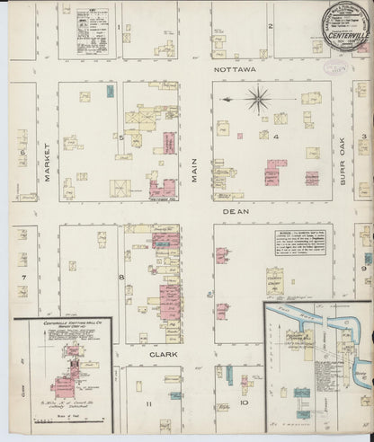 Sanborn Fire Insurance Map from Centreville, Saint Joseph County, Michigan (1884), Sheet #0001 - Historic Sanborn Fire Insurance Map Print, vintage old map wall art, antique decor, genealogy gift, Michigan Michigan map