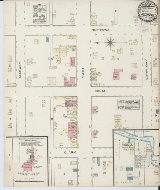 Sanborn Fire Insurance Map from Centreville, Saint Joseph County, Michigan (1884), Sheet #0001 - Historic Sanborn Fire Insurance Map Print, vintage old map wall art, antique decor, genealogy gift, Michigan Michigan map