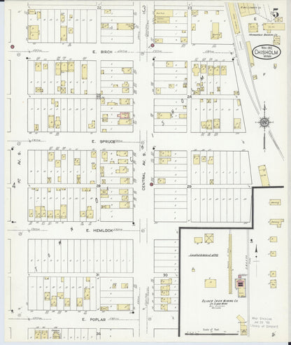 Sanborn Fire Insurance Map from Chisholm, Saint Louis County, Minnesota (1912), Sheet #0005 - Complete Map Set gallery image, historic Sanborn map, vintage wall art, Minnesota Minnesota