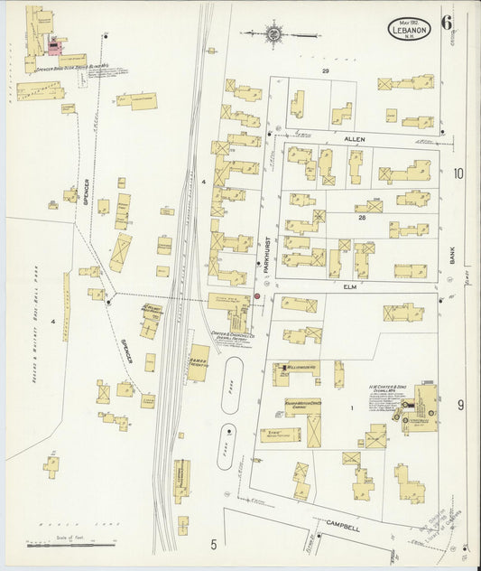 Sanborn Fire Insurance Map from Lebanon, Grafton County, New Hampshire (1912), Sheet #0006 - Historic Sanborn Fire Insurance Map Print, vintage old map wall art, antique decor, genealogy gift, New Hampshire New Hampshire map