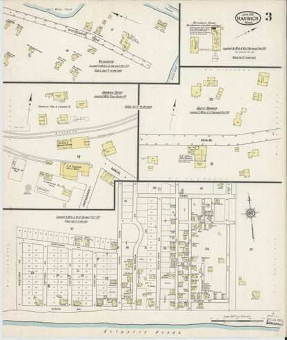 Sanborn Fire Insurance Map from Harwich, Barnstable County, Massachusetts (1915), Sheet #0003 - Historic Sanborn Fire Insurance Map Print, vintage old map wall art, antique decor, genealogy gift, Massachusetts Massachusetts map