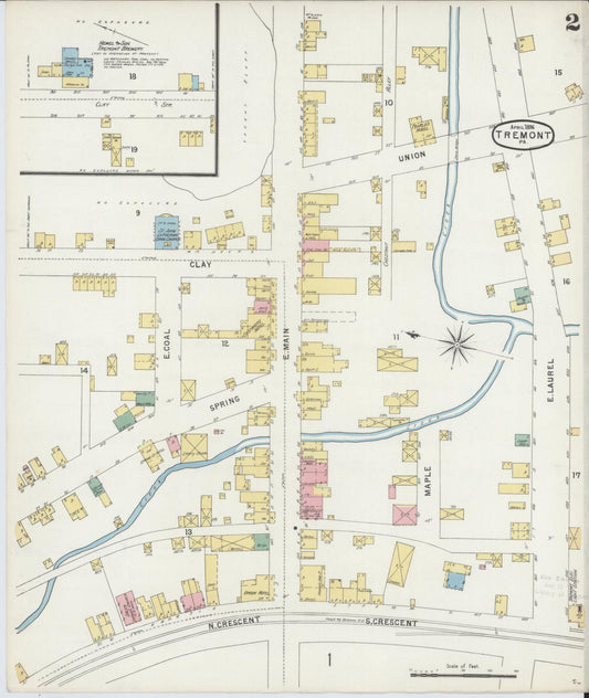 Sanborn Fire Insurance Map from Tremont, Schuylkill County, Pennsylvania (1896), Sheet #0002 - Historic Sanborn Fire Insurance Map Print, vintage old map wall art, antique decor, genealogy gift, Pennsylvania Pennsylvania map