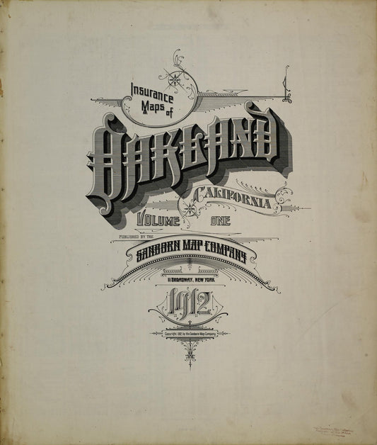 Sanborn Fire Insurance Map from Oakland, Alameda County, California (1912), Sheet #0001 - Complete Map Set gallery image, historic Sanborn map, vintage wall art, California California