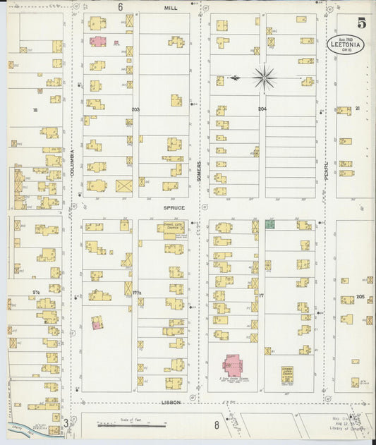Sanborn Fire Insurance Map from Leetonia, Columbiana County, Ohio (1903), Sheet #0005 - Historic Sanborn Fire Insurance Map Print, vintage old map wall art, antique decor, genealogy gift, Ohio Ohio map