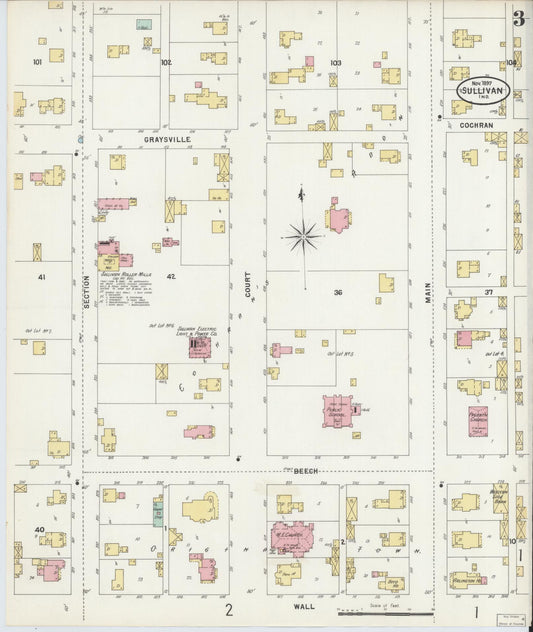 Sanborn Fire Insurance Map from Sullivan, Sullivan County, Indiana (1897), Sheet #0003 - Historic Sanborn Fire Insurance Map Print, vintage old map wall art, antique decor, genealogy gift, Indiana Indiana map