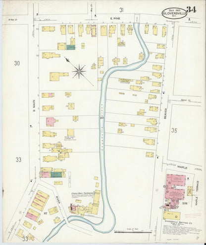 Sanborn Fire Insurance Map from Gloversville, Fulton County, New York (1907), Sheet #0034 - Complete Map Set gallery image, historic Sanborn map, vintage wall art, New York New York