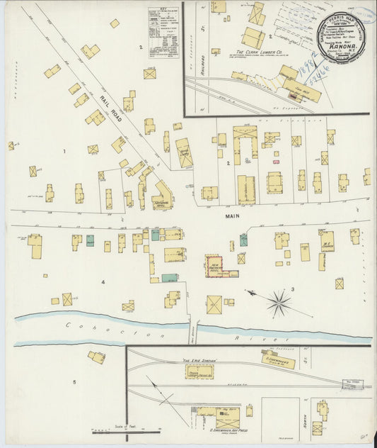 Sanborn Fire Insurance Map from Kanona, Steuben County, New York (1898), Sheet #0001 - Historic Sanborn Fire Insurance Map Print, vintage old map wall art, antique decor, genealogy gift, New York New York map