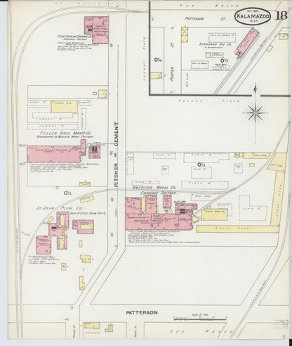 Sanborn Fire Insurance Map from Kalamazoo, Kalamazoo County, Michigan (1891), Sheet #0018 - Historic Sanborn Fire Insurance Map Print, vintage old map wall art, antique decor, genealogy gift, Michigan Michigan map